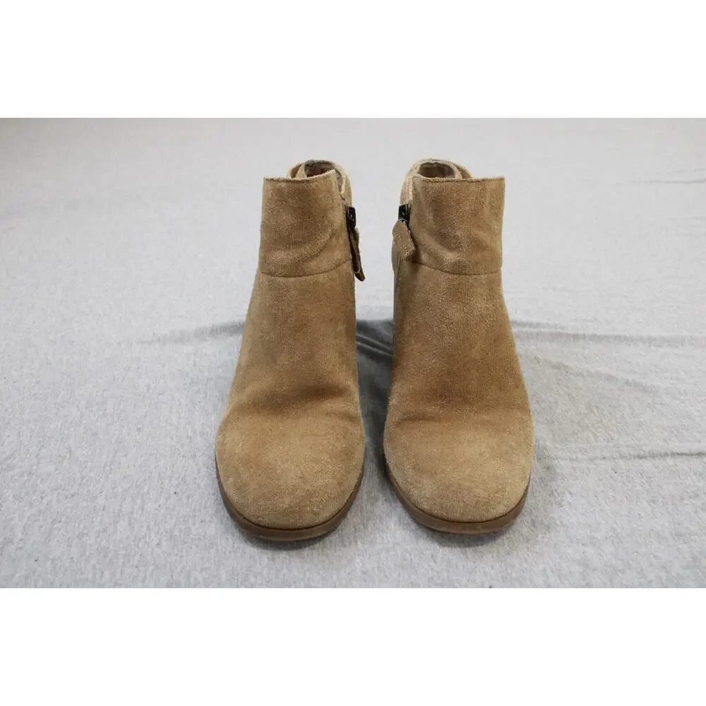 Franco Sarto Booties Womens Size US 7M Tan‎ Leather Side Zipper Ankle A-Matisse